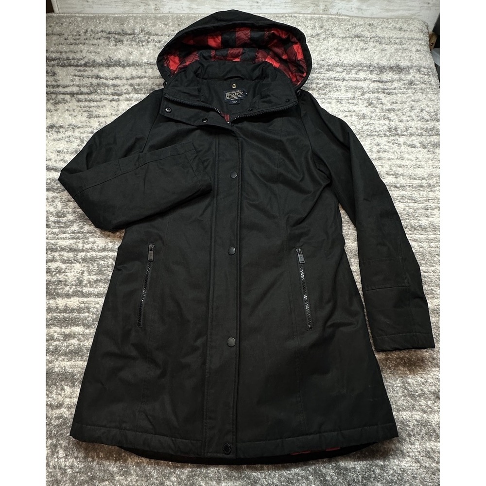 Pendleton Women's Mount Hood Jacket S Black Softshell Buffalo Plaid Lined‎ Parka